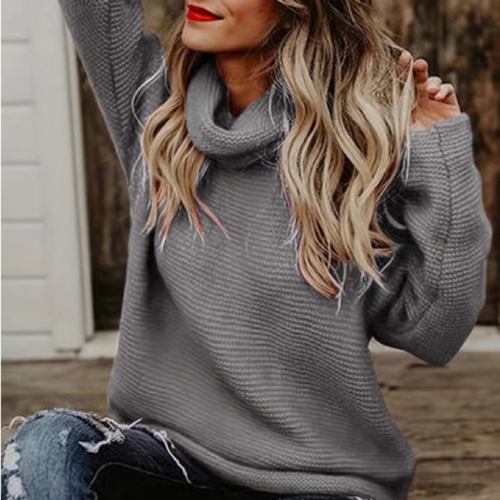 cowl neck women knit pullover sweater pullover tops oversized